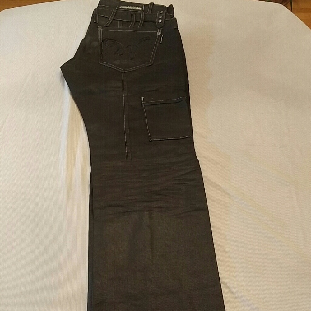 Black European double waisted designer denim